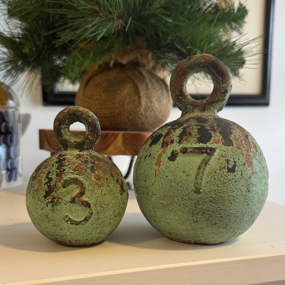 Vintage Inspired Green Decorative Weights (2)